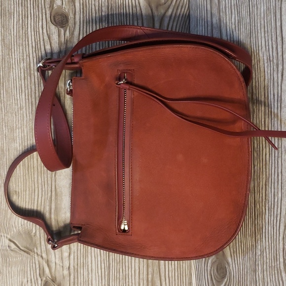 All Saints dark red suede crossbody bag - Picture 2 of 7
